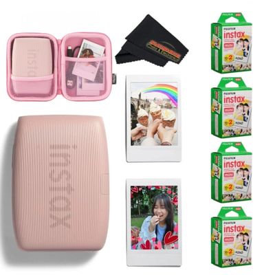 Fujifilm INSTAX Mini Link 3 Smartphone Printer with INSTAX Mini Instant Film and Sunshine Microfiber Cleaning Cloth... (4 Twin Pack (80 Sheets), Rose Pink)