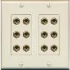 RiteAV 12 Banana 6 Speaker Surround Female Coupler Decorative Wall Plate - 2 Gang [Light-Almond] view 1