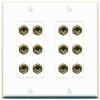 RiteAV 12 Banana 6 Speaker Surround Female Coupler Decorative Wall Plate - 2 Gang [White] view 1