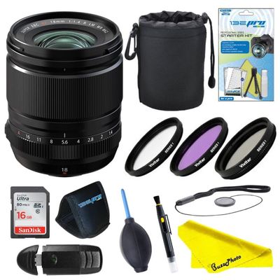Fujifilm XF 18mm f1.4 R LM WR Lens with BuzzPhoto Accessories (Pro Bundle)