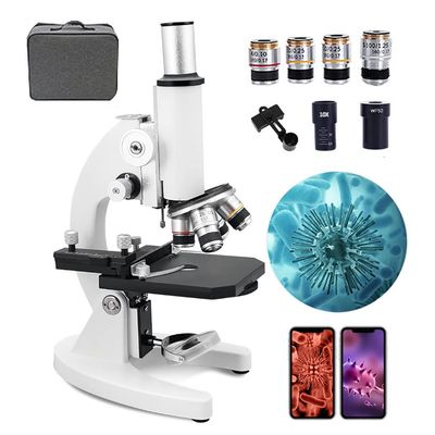 30000X/50000X/70000X HD Biological Microscope with Carrying Case, Professional Monocular Microscope Set for Students Adults Teaching Lab Aquaculture, Coarse & Fine Focusing, Phone Adapter (50000X )