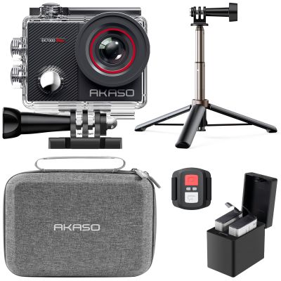AKASO EK7000 Pro 4K30fps 20MP Action Camera EIS Ultra HD 131FT Waterproof Underwater Camera with Mini Selfie Stick Tripod and Carrying Case Helmet Accessories Kit Bundle