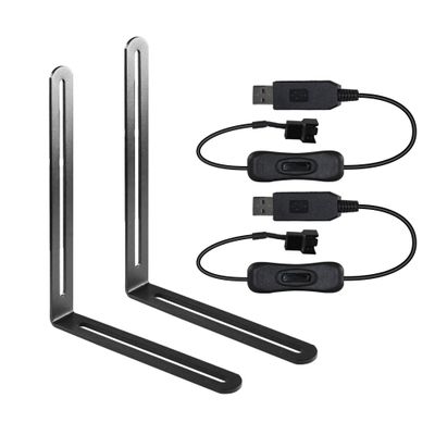 2PACK 5V USB to 12V 3Pin/4Pin DC Cooling Fan Power Adapter Cable Max 1.3A - 13.39inch with Switch and L Brackets Kits for DIY Cooling Ventilation Projects