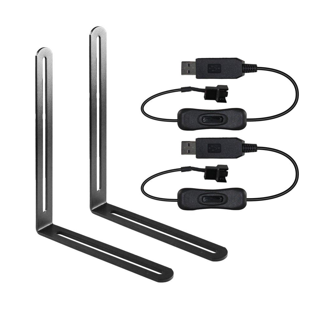 2PACK 5V USB to 12V 3Pin/4Pin DC Cooling Fan Power Adapter Cable Max 1.3A - 13.39inch with Switch and L Brackets Kits for DIY Cooling Ventilation Projects