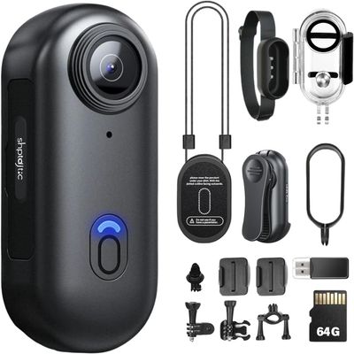 SHPTDJTIC Body Camera 4K, POV Pro 4K,Wearable Camera with 360Rotatable Clip & Magnetic Clip,120 Minutes for Recording,Take for Lecture, Traveling,Pet Walking and Outdoors Activities (4K-P-64G)