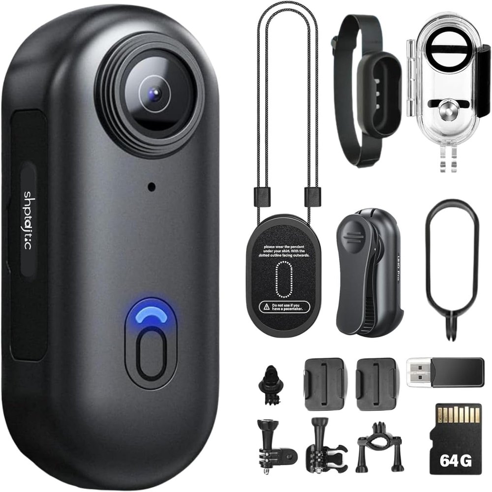 SHPTDJTIC Body Camera 4K, POV Pro 4K,Wearable Camera with 360Rotatable Clip & Magnetic Clip,120 Minutes for Recording,Take for Lecture, Traveling,Pet Walking and Outdoors Activities (4K-P-64G)