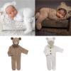 Newborn Boys Girls Baby Photo Props Outfits Crochet Clothes Mohair Hat Pants Photography Props Costume Set view 2