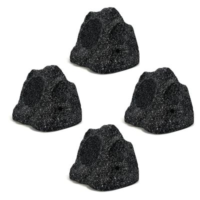 Herdio 4" Outdoor Rock Bluetooth Speakers IPX7 Waterproof Wired Max Power 400 Watt All Weather for Deck Pool Backyard Patio Garden (2 Pair Black)