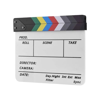 Acrylic Film Clapper Board, Professional Film Movie Clapboard, 27x30cm White Film Slate Clapperboard for Films, TV Shows, Photography