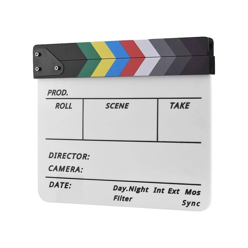 Acrylic Film Clapper Board, Professional Film Movie Clapboard, 27x30cm White Film Slate Clapperboard for Films, TV Shows, Photography