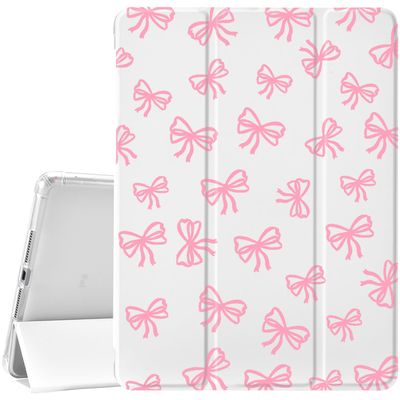 JOYLAND Girly Bow Pad Case White Case for iPad 10th Generation Case 10.9 Inch 2022,With Pencil Holder-Auto Wake/Sleep,Anti-Scratch Shockproof Premium Folio Stand Case for 10.9 inch case