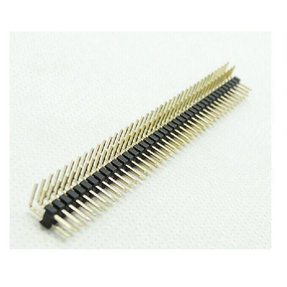 100pcs/lot 2.54mm Double Row Male 2X40 Right Angle Pin Header Strip Gold-Plated