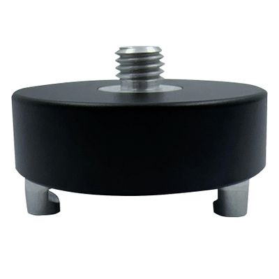 Round Mini Prism Mount Base Three-jaw Tribrach with 5/8" x11 Male Thread for GNSS GPS Total Station Surveying Pole, 3"x1.4", Black