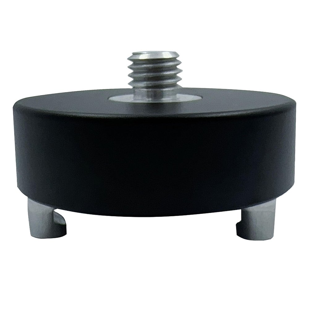 Round Mini Prism Mount Base Three-jaw Tribrach with 5/8" x11 Male Thread for GNSS GPS Total Station Surveying Pole, 3"x1.4", Black