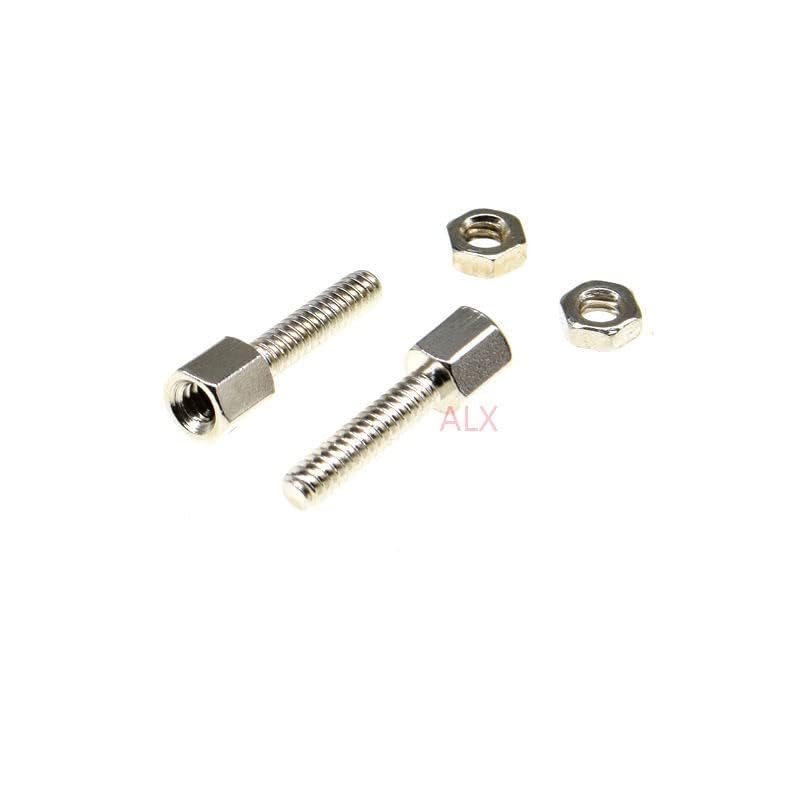20SETS 5+12MM Hex Head Spacing Screws with nut Standoff Spacer 5MM+12MM for D-Sub VGA DB9 DB15 DB25 RS232 COM Serial Connector