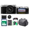 Fujifilm X-M5 Mirrorless Digital Camera with Fuji XC 15-45mm f/3.5-5.6 OIS PZ Lens Kit - Silver Bundle with 64GB Memory Card + Cleaning kit + Travel Bag + More view 1