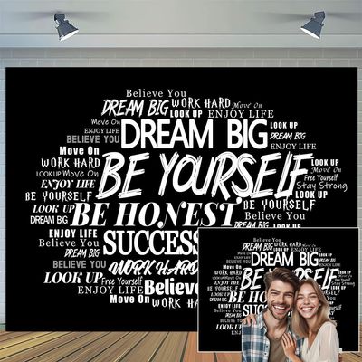 10X8ft Podcast Photo Backdrop Photography Background, Black and White Inspirational Motivational Quotes Positive Affirmation Backdrops Photo Booth Prop Banner Decorations Wall Decor Tablecloth