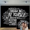 10X8ft Podcast Photo Backdrop Photography Background, Black and White Inspirational Motivational Quotes Positive Affirmation Backdrops Photo Booth Prop Banner Decorations Wall Decor Tablecloth view 1