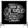 10X8ft Podcast Photo Backdrop Photography Background, Black and White Inspirational Motivational Quotes Positive Affirmation Backdrops Photo Booth Prop Banner Decorations Wall Decor Tablecloth view 2