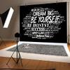 10X8ft Podcast Photo Backdrop Photography Background, Black and White Inspirational Motivational Quotes Positive Affirmation Backdrops Photo Booth Prop Banner Decorations Wall Decor Tablecloth view 4
