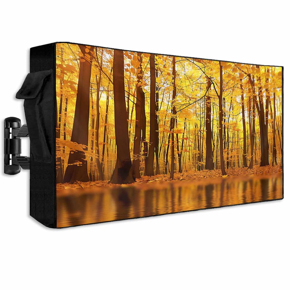 EZON-CH Outdoor TV Cover 70-75 inch, Fall Fall Orange Leaf Forest Lake Nature Weatherproof TV Screen Protector Outdoor TV Enclosure for Seal Full Coverage - Outside LED, LCD, OLED Flat Screen TVs