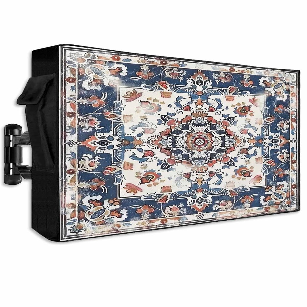EZON-CH Outdoor TV Cover 48-50 inch, Bohemian Retro Linen Patterns Weatherproof TV Screen Protector Outdoor TV Enclosure for Seal Full Coverage - Outside LED, LCD, OLED Flat Screen TVs