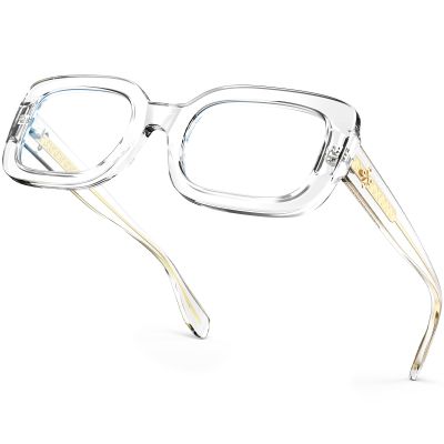 VISOONE Rectangle Blue Light Blocking Glasses Thick Square Frame Computer Glasses Vintage Women Men Harmony
