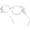 VISOONE Rectangle Blue Light Blocking Glasses Thick Square Frame Computer Glasses Vintage Women Men Harmony view 1