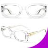 VISOONE Rectangle Blue Light Blocking Glasses Thick Square Frame Computer Glasses Vintage Women Men Harmony view 3