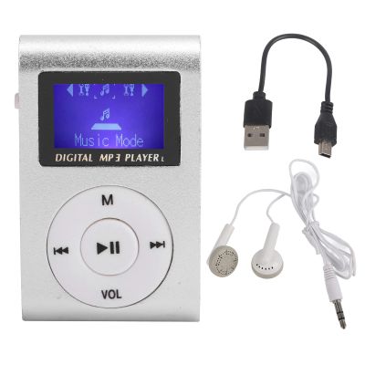 lvifloae Portable Mini MP3 Music Player Mini Screen Sport Back Clip LCD Screen MP3 Support Memory Card Max Support 32GB Black (Silver)