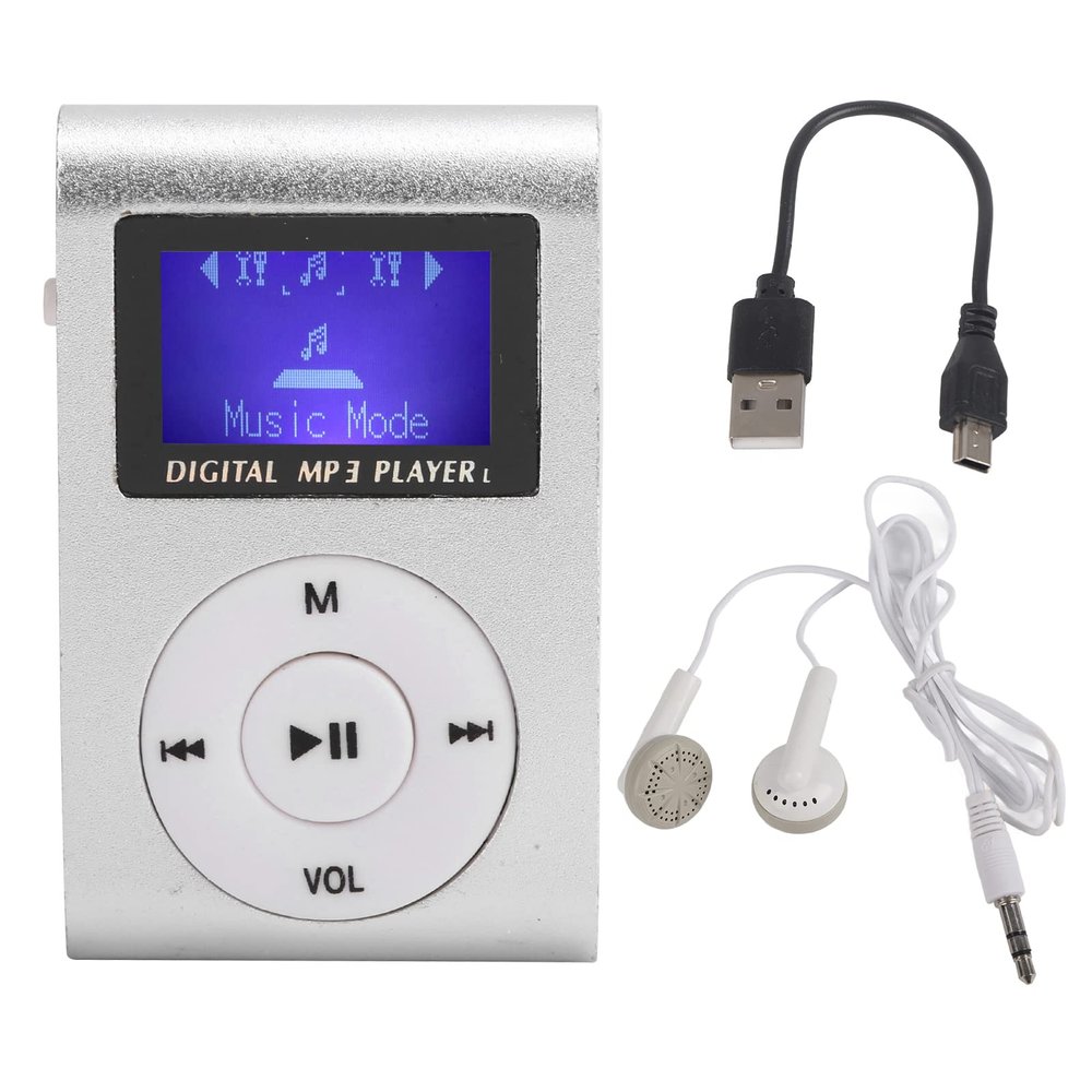 lvifloae Portable Mini MP3 Music Player Mini Screen Sport Back Clip LCD Screen MP3 Support Memory Card Max Support 32GB Black (Silver)