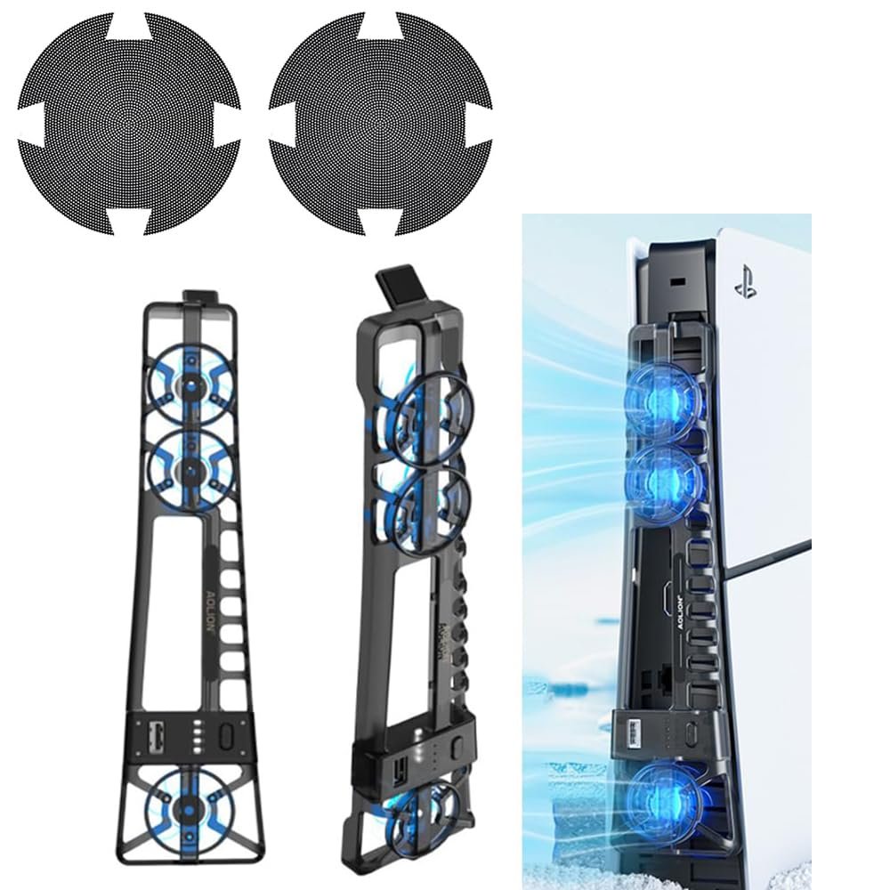 Coyktonty 2 Piece Set - Cooling Fan + dust Filter Compatible P S 5 Pro/P S 5 Slim,Play Sta Tion 5 Pro Optical Drive Version/Digital Version Game Console Accessories (1 Cooling Fan + 2 pcs.)