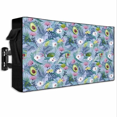EZON-CH Outdoor TV Cover 60-65 inch, Summer Tropical Palm Tree Blue Texture Weatherproof TV Screen Protector Outdoor TV Enclosure for Seal Full Coverage - Outside LED, LCD, OLED Flat Screen TVs