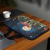 15.6 17inch Laptop Bag for Women,Mushrooms Moon Print Laptop Briefcase,Laptop Sleeve Case with Handle Zippers,Laptop Case Gift for Girl,Blue view 4