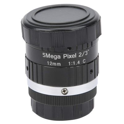 5MP HD 12mm Prime Lens, C Mount F1.6 Manual Aperture, Low Distortion, High Compatibility, Aluminium Alloy Material, Universal for Security Cameras and Digital Video Cameras, Easy