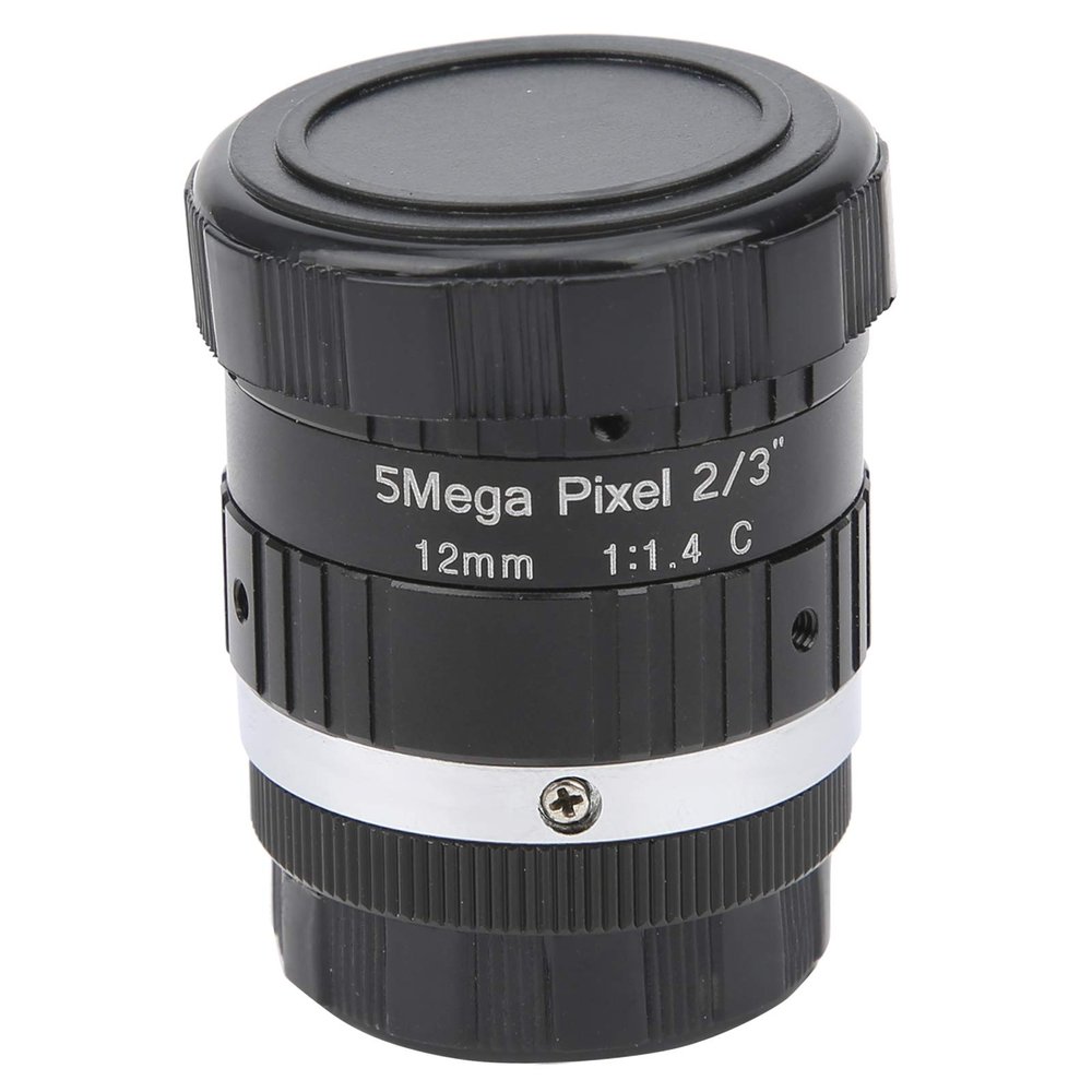 5MP HD 12mm Prime Lens, C Mount F1.6 Manual Aperture, Low Distortion, High Compatibility, Aluminium Alloy Material, Universal for Security Cameras and Digital Video Cameras, Easy