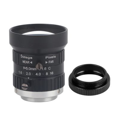 5MP 5mm Length CCTV HD Manual Lens, 2/3 C Mount, Low Distortion Security Camera Lens, High Compatibility, Clear