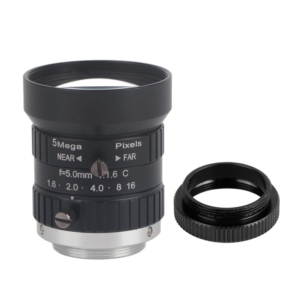 5MP 5mm Length CCTV HD Manual Lens, 2/3 C Mount, Low Distortion Security Camera Lens, High Compatibility, Clear
