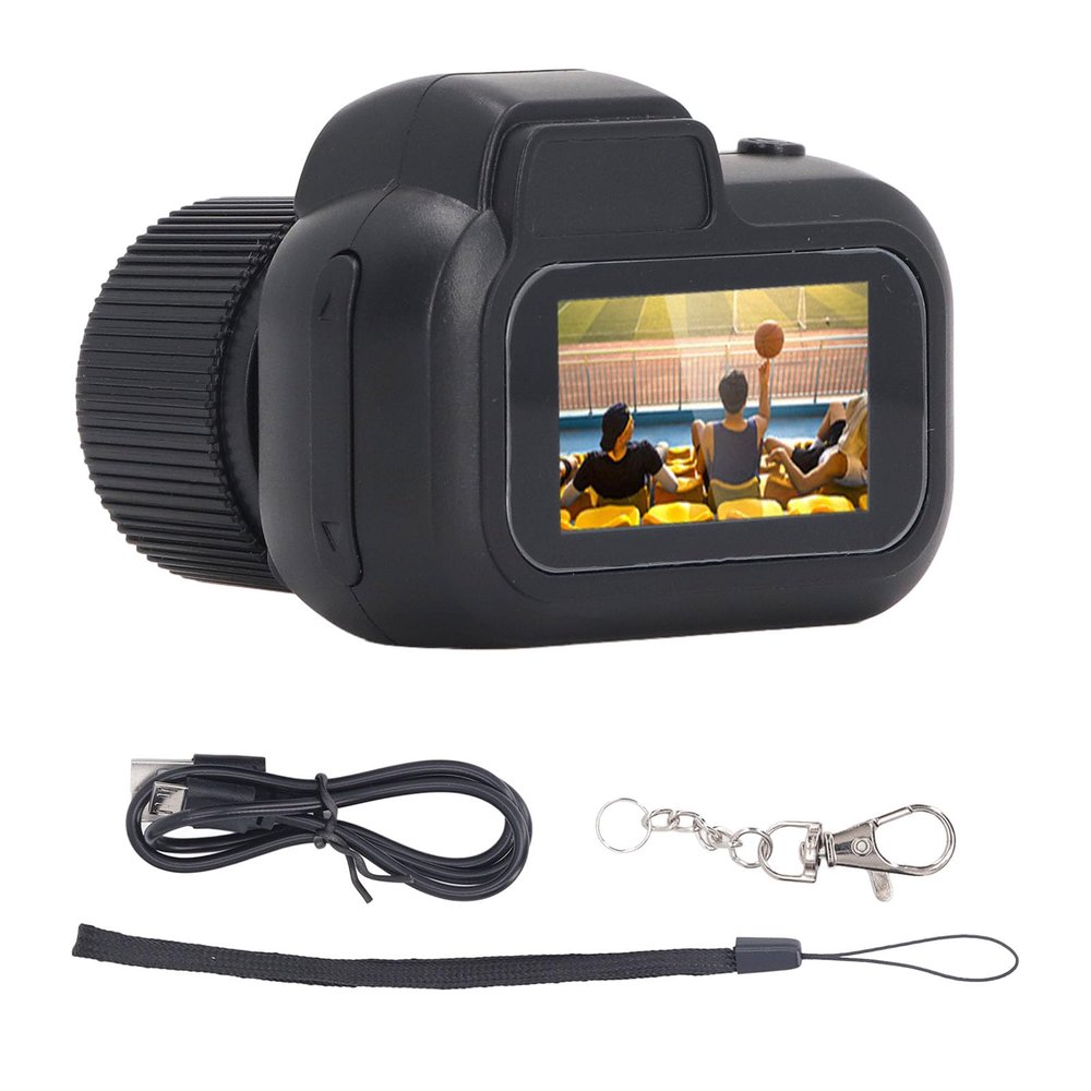 Denash Mini Camera, 1080P FHD Mini Keychain Camera, Mini Digital Camera with LCD Screen, Easy to Operate (Black)