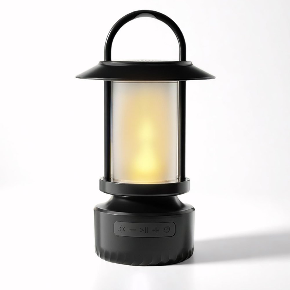 Outdoor Bluetooth Speaker, Camping Lantern, Waterproof Camping Light Speaker, Night Light that can be Used for The Decoration of patios, porches, Gardens, backyards and Camping. (Black)