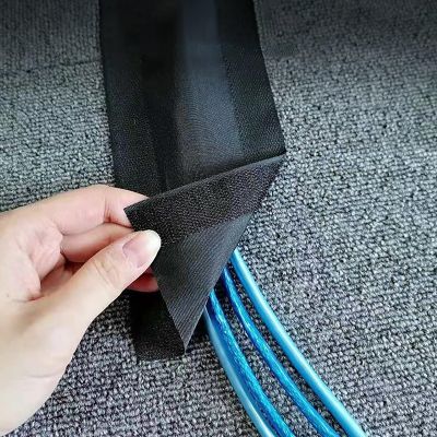 1 M 2 3 4 5 6 25 Meter Lengh Carpet Cord Protector Roll, 10 Cm Wide Self Adhesive Wire Keep Management & Washable Extension Cords Concealer Cover, Commercial Floor Cable Troughs(#1,300Cm(10ft))