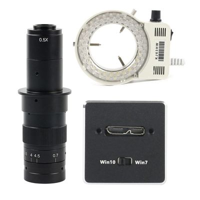 Lab Microscope Accessories 3.0 5MP 1080P 1920 * 1080 Industrial Microscope Video Camera Zoom C-Mount LED Light(with 180X Lens Light)