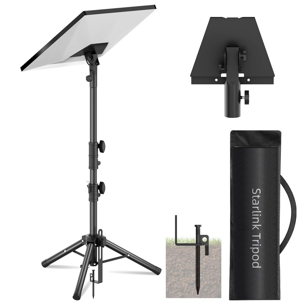Futrue-Wolker Starlink Mount Gen 3, Starlink Tripod Stand with Mount Adapter, Adjustable Height Starlink Tripod Mount Gen 3, 90 Tilt Angle Adjustment Starlink Antenna Pipe Adapter (Black)