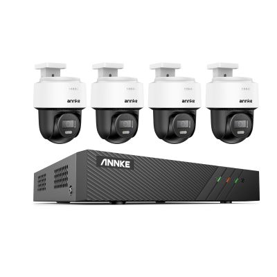 ANNKE 3K PT PoE Camera System, 4pcs IP Security Camera Outdoor, 8CH H.265+ NVR, AI Human Detection, Two-Way-Audio, Auto-Tracking Lite, Smart Dual Light, 512GB SD Card Slot, CPT500Not Included HDD