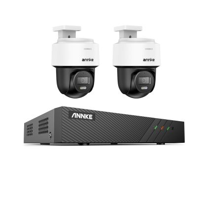 ANNKE 3K PT PoE Camera System, 2pcs IP Security Camera Outdoor, 8CH H.265+ NVR, Two-Way-Audio, Auto-Tracking Lite, AI Human Detection, Smart Dual Light, 512GB SD Card Slot, CPT500(Not Inluded HDD)