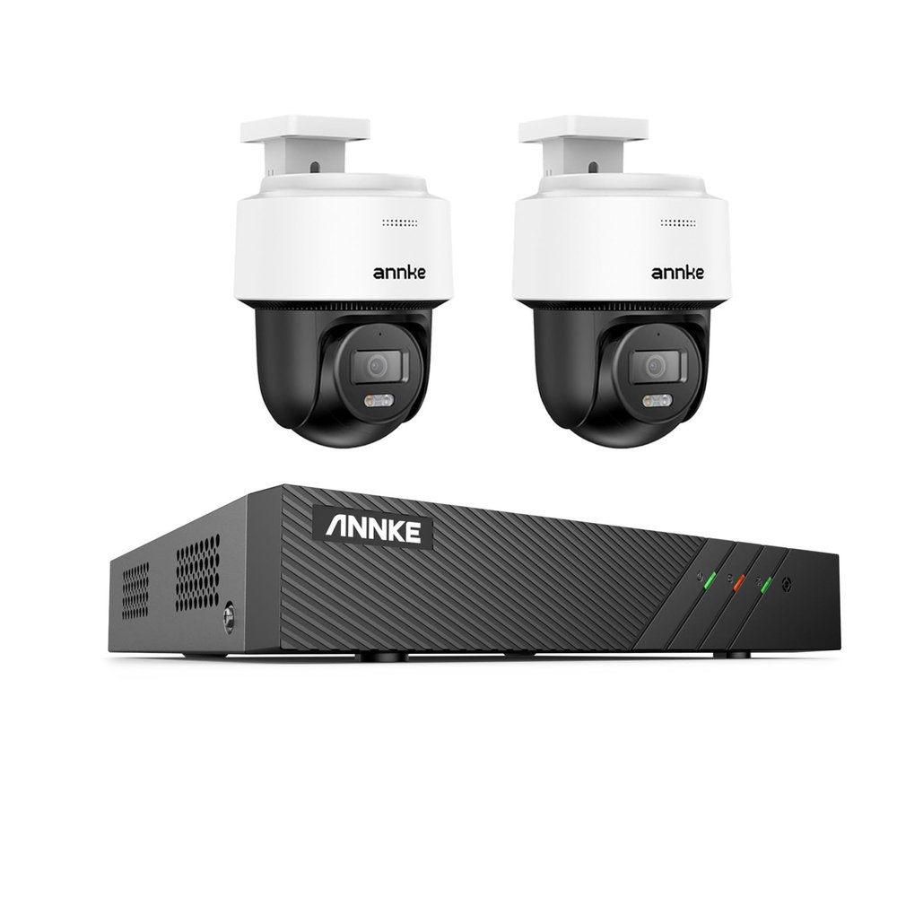 ANNKE 3K PT PoE Camera System, 2pcs IP Security Camera Outdoor, 8CH H.265+ NVR, Two-Way-Audio, Auto-Tracking Lite, AI Human Detection, Smart Dual Light, 512GB SD Card Slot, CPT500(Not Inluded HDD)