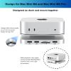 GEWOKLIY Mac mini M4 Dock, Aluminum Stand and Hub for Mac mini M4 and M4 Pro 2024 with M.2 NVMe SSD Enclosure, 2X USB-A 10Gbps, SD/TF Card Readers, USB 2.0 Data (MC60) view 2