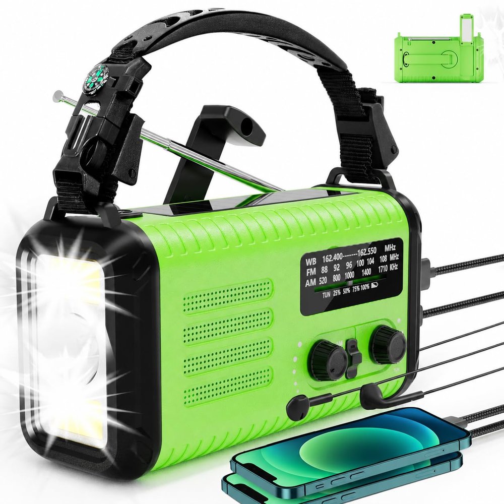 Rckskaya 20000mAh Emergency Hand Crank Radio, NOAA Weather Radio AM FM