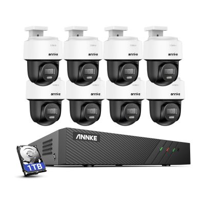 ANNKE 3K PT PoE Camera System, 8pcs IP Security Camera Outdoor, 8CH H.265+ NVR with 1TB HDD, Two-Way-Audio, AI Human Detection, Auto-Tracking Lite, Smart Dual Light, 512GB SD Card Slot, CPT500