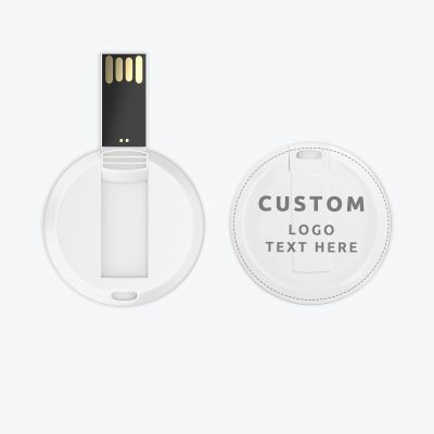 Round Card Custom USB Flash Drive, Personalized Circle Shaped USB Drives for Business Promotions, Wedding Favors, Corporate Gifts, Brand Events, Optional Custom Packaging (8GB,50PCS)